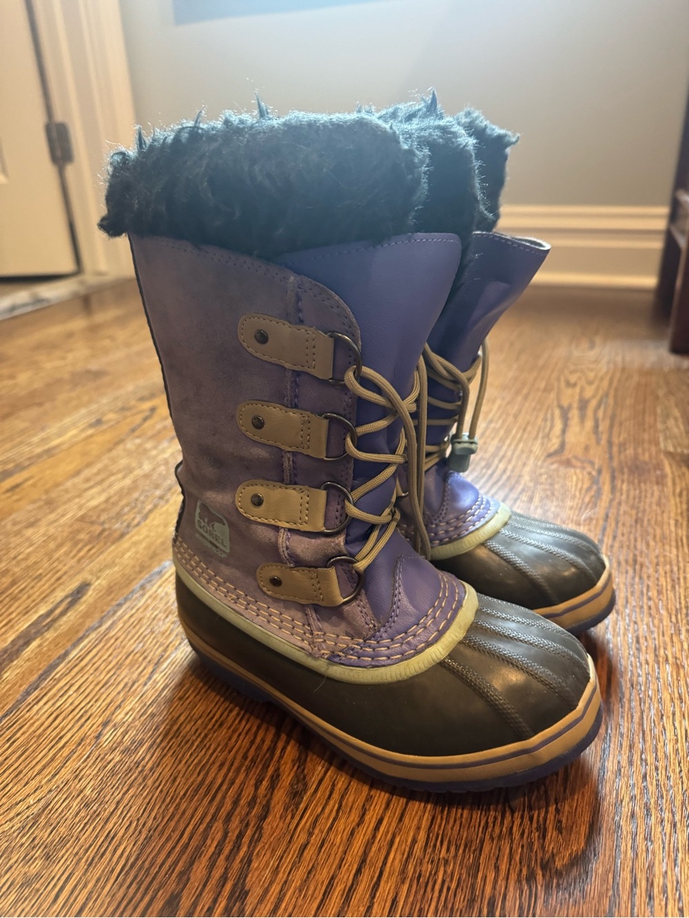 Sorel Kids Purple Winter Lace-Up Snow Boots with Faux Fur Cuff